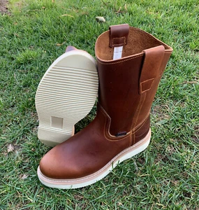 Men's Work Boots light WEIGHT Pull On Leather Color Oak oil water resistant J06 - Picture 1 of 7