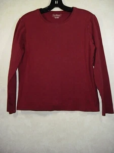 LL Bean Top Women M-Reg Burgundy Round Neck Long Sleeve - Picture 1 of 6