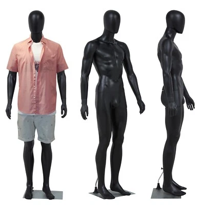 KINBOR Male Mannequin Full Body Dress Form Adjustable Realistic Detachable 72.8"H Black