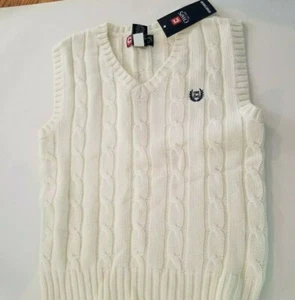 Boys Chaps Brand Ivory Cable Knit Vest Size 5 - Picture 1 of 3