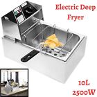 10l Electric Deep Fryer Fat Chip Commercial Kitchen Catering Single Tank 2500w