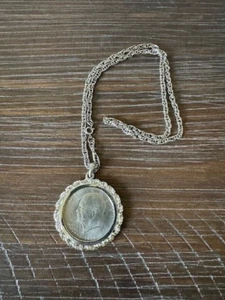 1976 Silver Eisenhower "Ike" Dollar Necklace w/ 24" Chain and Silver Bezel - Picture 1 of 5