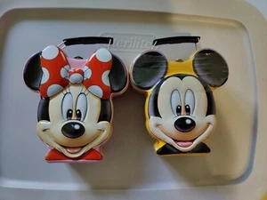 VINTAGE Walt Disney Mickey & Minnie Mouse Head Tin Lunch Box Collectible - Picture 1 of 3