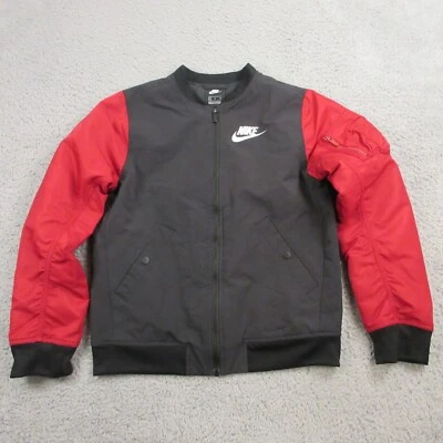 Nike Niños Aviador Bomber Chaqueta Talla XL Nylon Piloto Flyers Negro Rojo Niños Grandes Foto 1 de 4