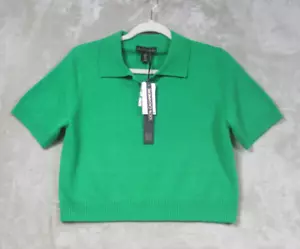 NWT Woman’s House Of Harlow 1960 100% Cashmere Cropped Sweater size S/P Green - Picture 1 of 6