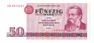 DDR Banknote Geldschein Geld 50 Mark 1971 Ro. 360a Typensatz AB89... - Bild 1 von 2