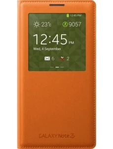 ETUI OFFICIEL A RABAT SAMSUNG GALAXY NOTE 3 ORANGE S-VIEW ECO-CUIR (PU) - Photo 1 sur 1