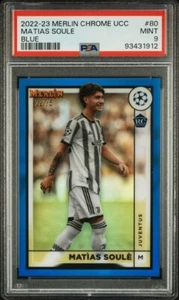 Matias Soule 2022-23 Topps Merlin Chrome UCC Blue Refractor RC # /75 PSA 9 - Picture 1 of 2