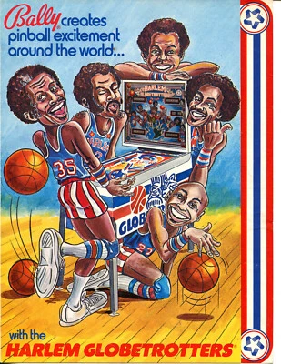 Harlem Globetrotters Bally Pinball Flyer / Brochure / Ad - Excellent - Foldout - Image 1 of 3