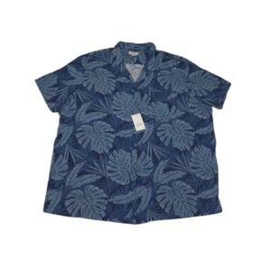 Croft & Barrow Men's 2XB Hawaiian Shirt New With Tags Blue Floral Button Up - Picture 1 of 10