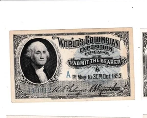 1893 Columbian Exposition Ticket George Washington - Picture 1 of 2