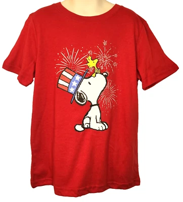Camiseta Patriótica Peanuts YOUTH TALLA 8 Snoopy & Woodstock EE. UU., 4 de Julio, Nueva Con Etiquetas Foto 1 de 4