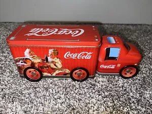 COCA-COLA Christmas Delivery Truck Tin with Wheels & Two Compartments - Picture 1 of 4