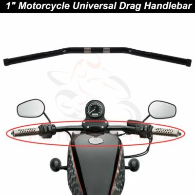 1" Drag Bar Handlebar Universal Iron For Harley Sportster XL883 XR Honda Suzuki - Image 1 of 4