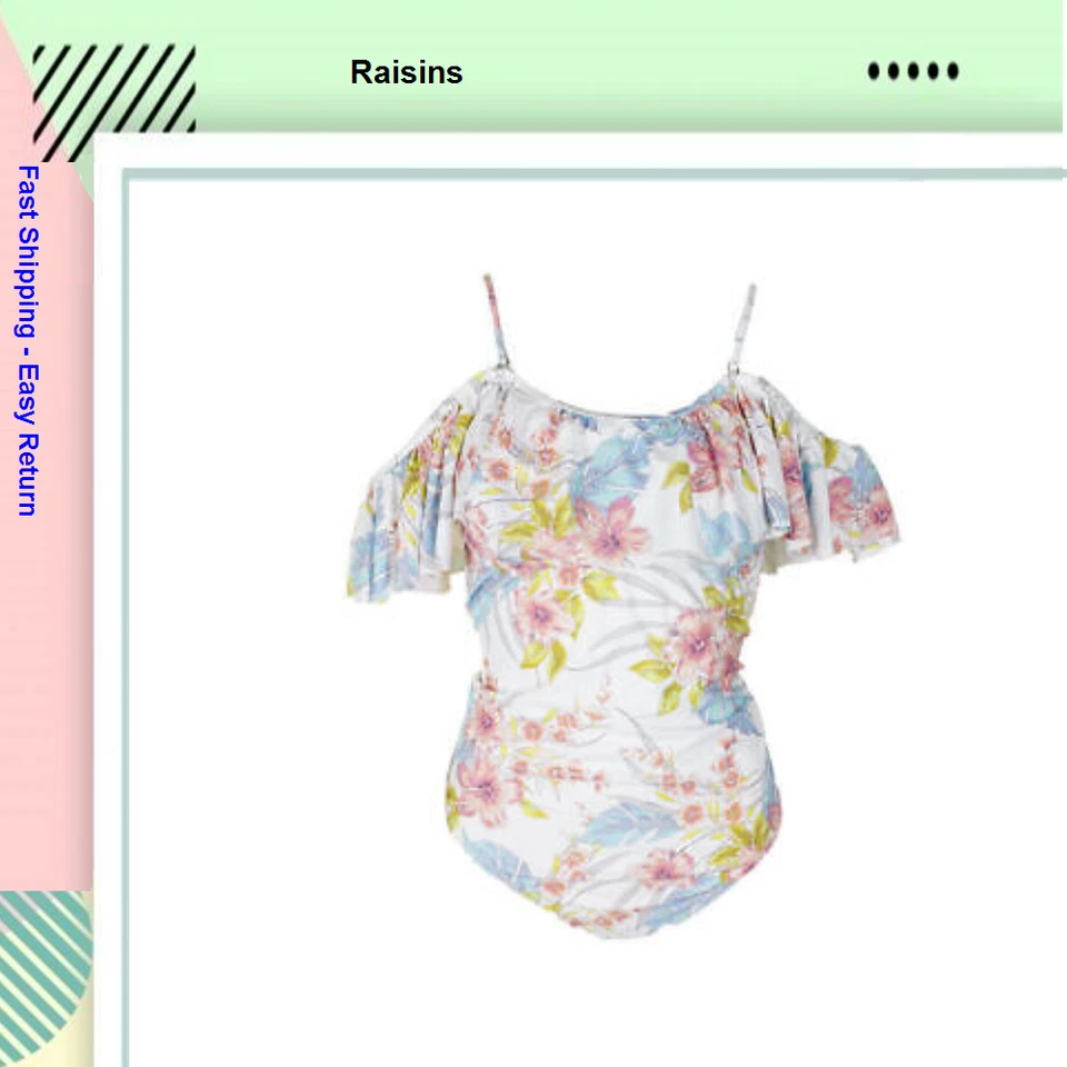 Raisins Maui Gardens off The Shoulder One-piece Swimsuit White Medium R1