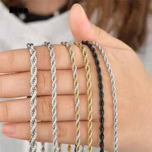 Stainless Stee Gold Silver Italian Rope Chain Men's Necklace 2-5mm - Diamond Cut - Bild 1 von 28