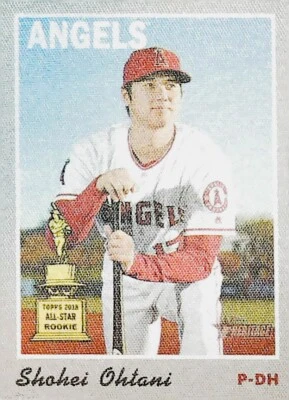 2019 Topps Heritage High Number #16 SHOHEI OHTANI 1970 CLOTH STICKER Angels - Image 1 of 2