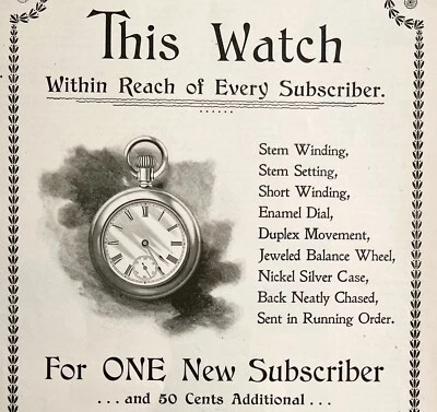 Reloj Bolsillo Perry Mason 1897 Anuncio Victoriano XL Accesorio Joyería DWII1 Foto 1 de 2