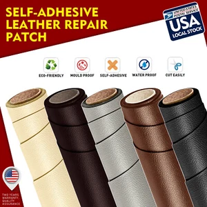 Self-Adhesive Leather Repair Patch Tape For Car Seats Couch Sofa Chair Jacket US - Picture 1 of 29