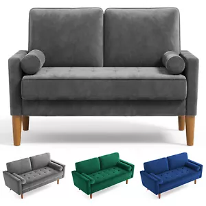 Couch 2 Sitzer Samt Kleines Sofa Gemütliches Getuftetes Couch Modern Mini Sofa - Bild 1 von 55