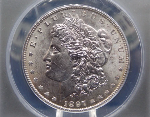 1897 "P" Morgan SILVER Dollar $1 ANACS MS63 #716 BU Unc MS ECC&C, Inc Cover