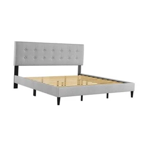 , Hendrix King Upholstered Bed, Light Gray - Picture 1 of 8