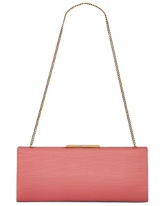 SAINT LAURENT Midnight Small $1950 Coral Rose Satin Clutch New - Picture 1 of 6
