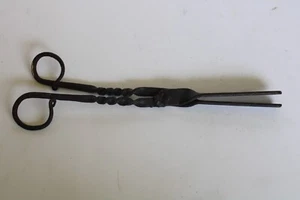 Antique 18th Century Wrought Iron Twisted Pipe Ember Fireplace Scissor Tongs-11" - Picture 1 of 21
