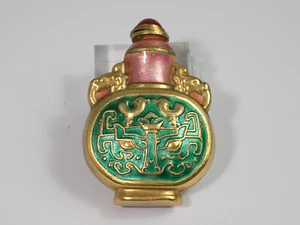 Antike Snuff Bottle Asiatika Schnupftabak Metall Verziert Emaille Enamel - Picture 1 of 9