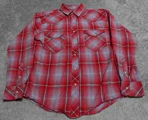 Resistol Double R Western Cowboy Shirt Men's Medium Red Pearl Snap Flap Pocket - Picture 1 of 8