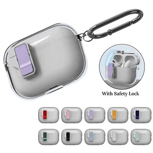 Earphone Case for Airpods 4th Gen/3/2/1 Pro 1/2 Security Lock Cover w/ Carabiner - Picture 1 of 18