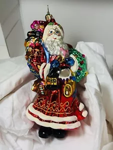 Christopher Radko großer und üppiger Weihnachtsmann Glas Weihnachtsschmuck 7 Zoll - Bild 1 von 8