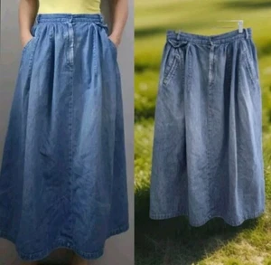 ¡Falda Occidental Boho Pradera Denim Country Ralph Lauren Años 80 90 De Colección! Talla 14 USA - Imagen 1 de 9