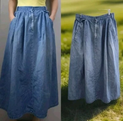 ¡Falda Occidental Boho Pradera Denim Country Ralph Lauren Años 80 90 De Colección! Talla 14 USA Foto 1 de 4