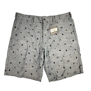 Eddie Bauer Camano Shorts Mens 36 Gray Outdoor Print Flat Front New with Tags - Picture 1 of 14