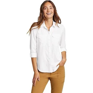 Eddie Bauer Women's Departure 2.0 Long-Sleeve Shirt White XL SPF 50 Sun-Blocki - Picture 1 of 2