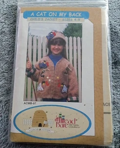 VTG New The Thread Bare Pattern "A CAT ON MY BACK" Jacket Sizes 4-9 #AC - Picture 1 of 3