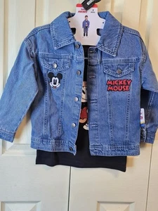Disney Mickey Jungen oder Mädchen Jeansjacke und T-Shirt Set 3T bis 6 mehrere Größen - Bild 1 von 11