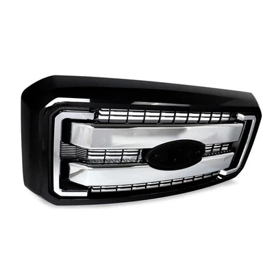 Tuxedo Black Shell Chrome Lariat Grille For 2011-2016 Ford F250 F350 BC3Z-8200-A - Image 1 of 4