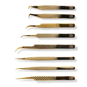 Titanium Gold Diamond Grip Tweezers for Classic Lashes - Picture 1 of 9