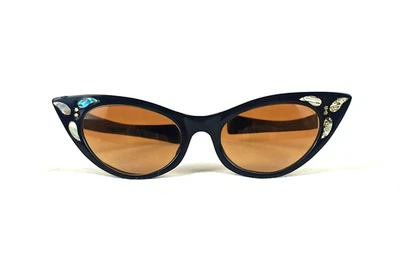 Vintage Cat Eye Sunglasses 50s Paris Design Very Rare Party Black Shades NOS - image 1 of 4