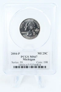 2004-P PCGS MS67 Michigan State Quarter Business Strike 25C - Picture 1 of 2