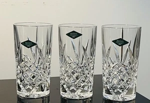3 Vintage Shannon Godinger Highball Glasses Lead Crystal Made In Slovakia NEW - Picture 1 of 10