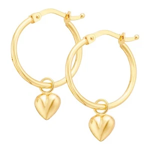 Zamel's 9ct Yellow Gold Silver Filled Heart Hoop Women's Elegant Earrings - Picture 1 of 1