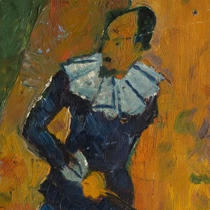 Hans Joachim Lau Don Chisciotte olio bastone stampato festa costume anni '20 espressionismo - Foto 1 di 5