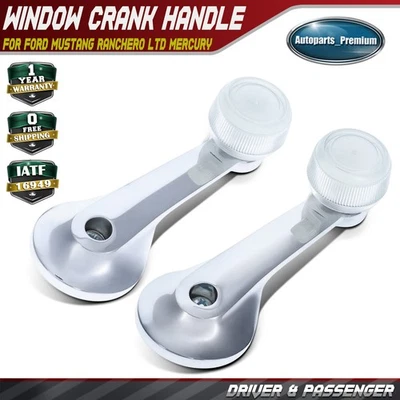 Manivela de ventana interior de metal izquierda y derecha 2 piezas para Ford Mustang 1972 1973 Foto 1 de 4