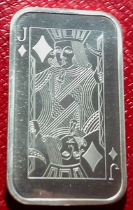 Barra de arte The Jack of Diamonds 1975 1 Troy oz.999 plata de Madison Mint - Imagen 1 de 3
