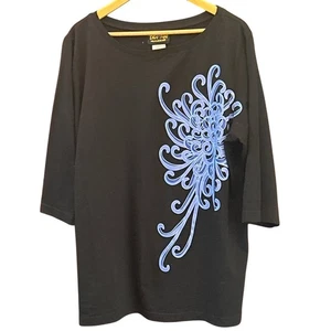 Vintage Bob Mackie Wearable Art Hong Kong Floral Graphic Top XL Bold Statement - Bild 1 von 3