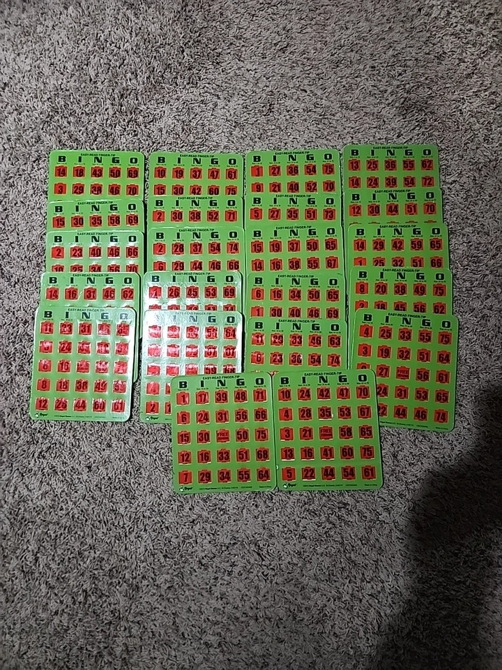 Regal Games- 22 Easy Read Finger-Tip Shutter Slide Bingo Cards, Green.   - Image 1 of 1