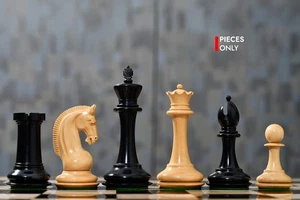 The CB Red Rum Staunton Series Chess Pieces in Ebony / Box Wood - 4.4" King - Picture 1 of 11